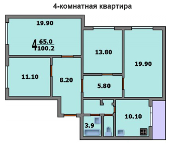 Четырехкомнатная квартира в доме КОПЭ