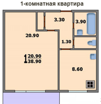 Однокомнатная квартира в доме П-46М
