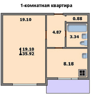 Однокомнатная квартира в доме П-44