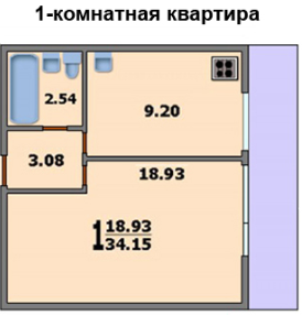 Однокомнатная квартира в доме И-700А