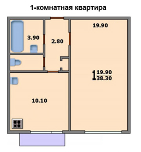 Однокомнатная квартира в доме КОПЭ