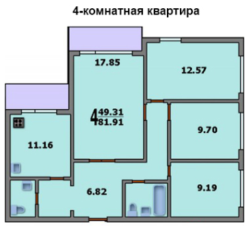 Четырехкомнатная квартира в доме П-42